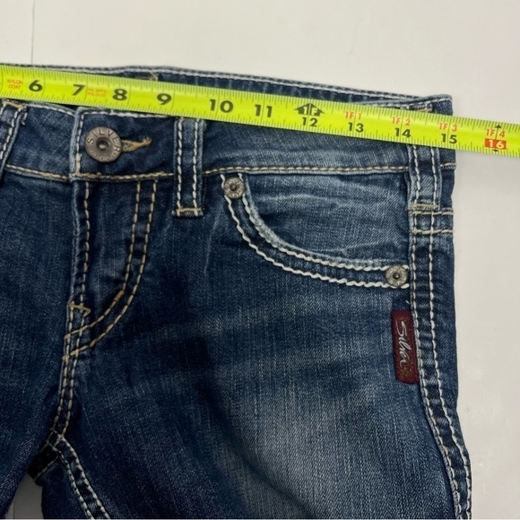 Silver Women’s Blue Jean FRANCES Capris Sz 27 (3/4) Distressed Pockets - Picture 10 of 14